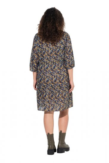 Ulla Popken 842936 Vestido às riscas com manga 3/4 Azul-marinho - Vestidos de noite - Vestidos de festa em tamanhos grandes