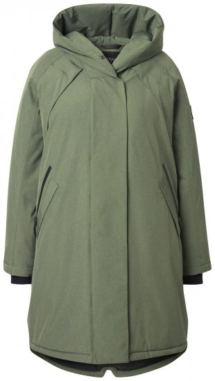 Ulla Popken 842951 Casaco técnico HYPRAR impermeável com capuz Verde acinzentado - Casacos - Casacos de Mulher em Tamanhos Grandes