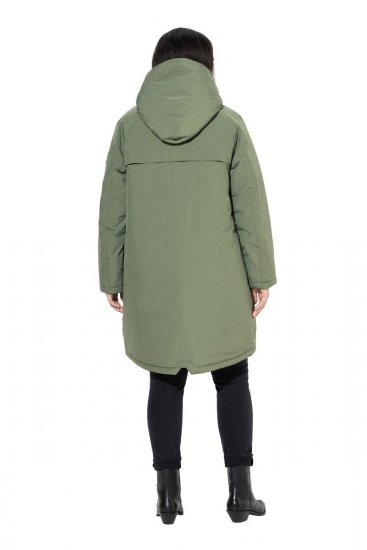 Ulla Popken 842951 Casaco técnico HYPRAR impermeável com capuz Verde acinzentado - Casacos - Casacos de Mulher em Tamanhos Grandes