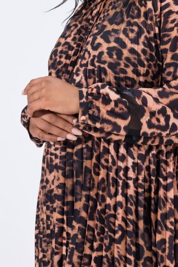 Ulla Popken 842979 Vestido com padrão animal Castanho - Vestidos midi - Vestidos Midi Tamanhos Grandes