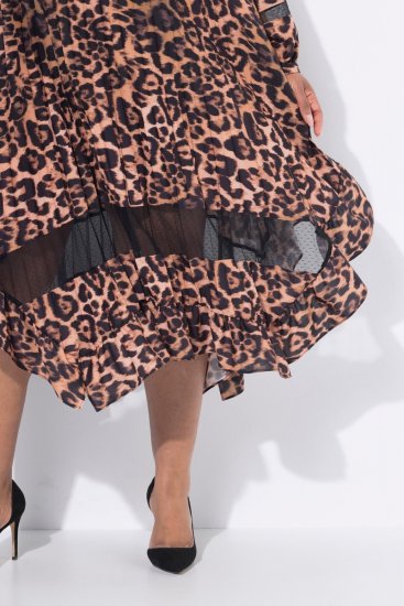 Ulla Popken 842979 Vestido com padrão animal Castanho - Vestidos midi - Vestidos Midi Tamanhos Grandes