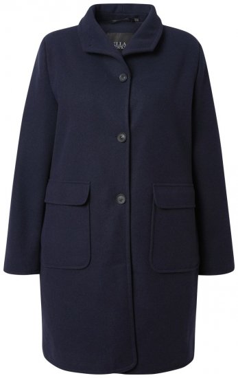 Ulla Popken 843058 Sobretudo de lã Azul-marinho - Casacos - Casacos de Mulher em Tamanhos Grandes