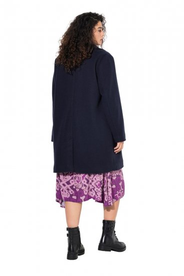 Ulla Popken 843058 Sobretudo de lã Azul-marinho - Casacos - Casacos de Mulher em Tamanhos Grandes