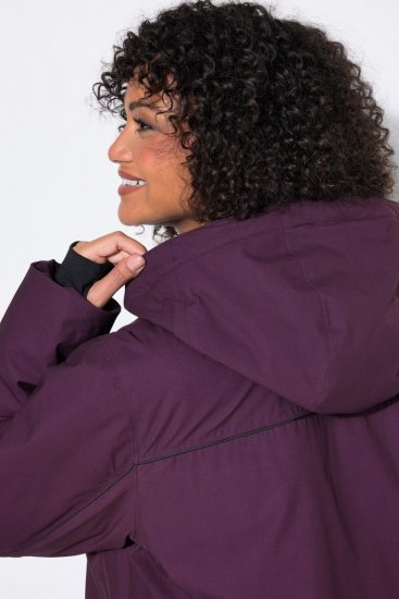 Ulla Popken 843105 Casaco técnico HYPRAR impermeável com padrão de ondas Ameixa - Jaquetas - Casacos plus size para mulher