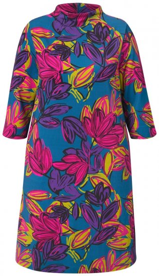 Ulla Popken 843180 Vestido de jersey floral Petróleo - Vestidos - Vestidos para todos os tamanhos