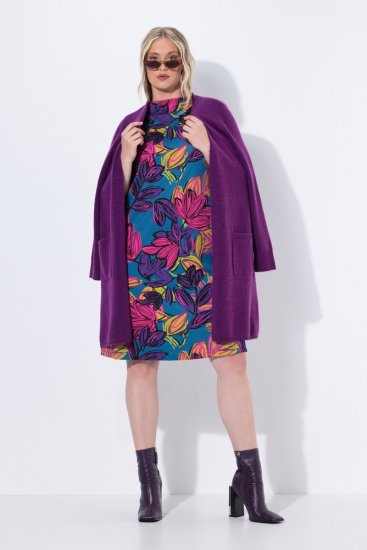 Ulla Popken 843180 Vestido de jersey floral Petróleo - Vestidos - Vestidos para todos os tamanhos
