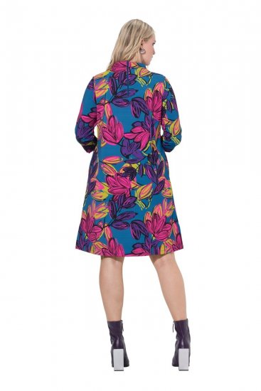 Ulla Popken 843180 Vestido de jersey floral Petróleo - Vestidos - Vestidos para todos os tamanhos