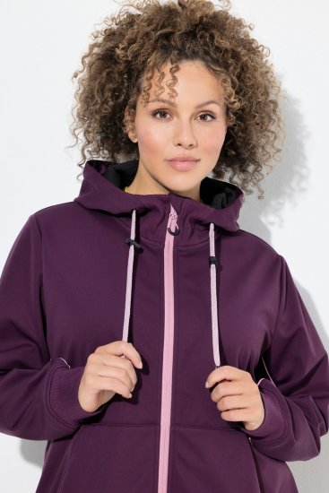 Ulla Popken 843186 Casaco softshell repelente à água com refletores Bordô - Jaquetas - Casacos plus size para mulher