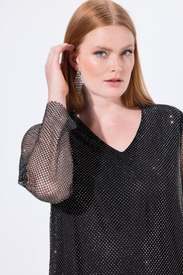 Ulla Popken 843232 Vestido de lantejoulas Cinzento - Vestidos de noite - Vestidos de festa em tamanhos grandes