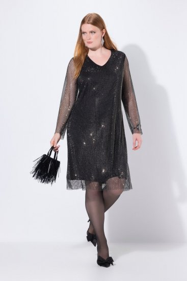 Ulla Popken 843232 Vestido de lantejoulas Cinzento - Vestidos de noite - Vestidos de festa em tamanhos grandes
