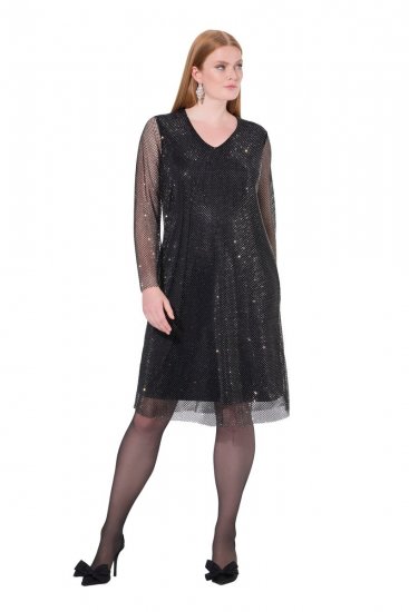 Ulla Popken 843232 Vestido de lantejoulas Cinzento - Vestidos de noite - Vestidos de festa em tamanhos grandes