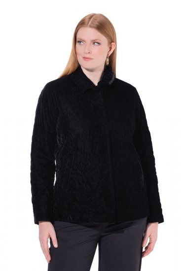 Ulla Popken 843244 Casaco de veludo Preto - Jaquetas - Casacos plus size para mulher