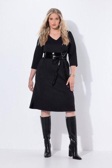 Ulla Popken 843326 Vestido de sweat com manga 3/4 Preto - Vestidos de moletom - 
