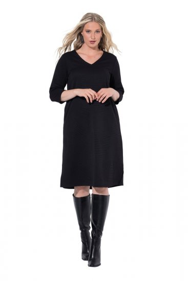 Ulla Popken 843326 Vestido de sweat com manga 3/4 Preto - Vestidos de moletom - 