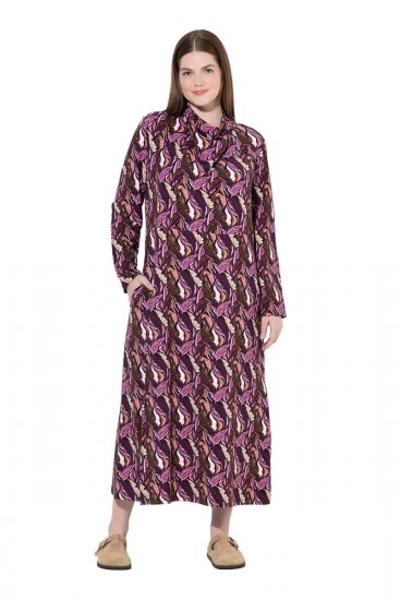 Ulla Popken 843358 Vestido de sweat estampado Ameixa - Vestidos de moletom - 