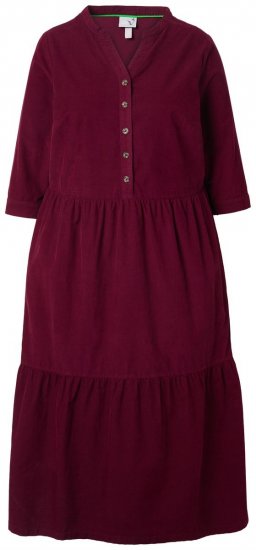 Ulla Popken 843383 Vestido de bombazina com manga 3/4 Bordô - Vestidos maxi - Vestidos maxi plus size para mulher