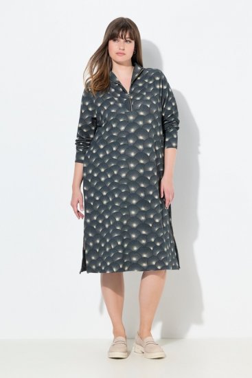 Ulla Popken 843506 Vestido de sweat estampado Preto - Vestidos de moletom - 