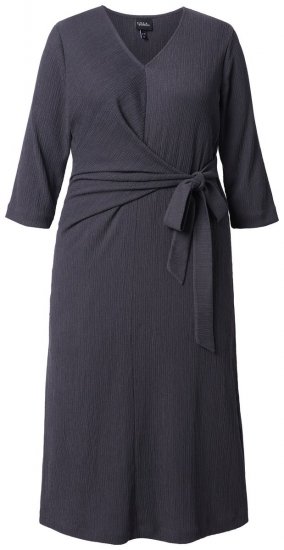 Ulla Popken 843595 Vestido traçado com manga 3/4 Cinzento mesclado - Vestidos midi - Vestidos Midi Tamanhos Grandes