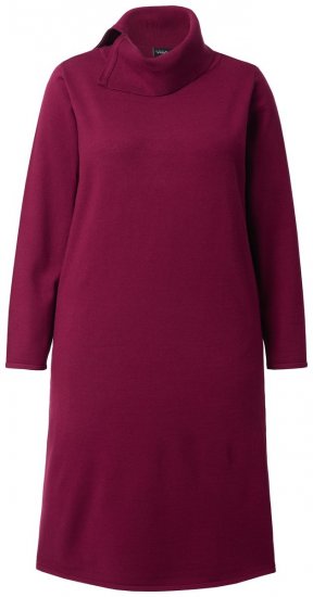 Ulla Popken 843627 Vestido de malha de manga comprida com gola alta Bordô - Vestidos midi - Vestidos Midi Tamanhos Grandes
