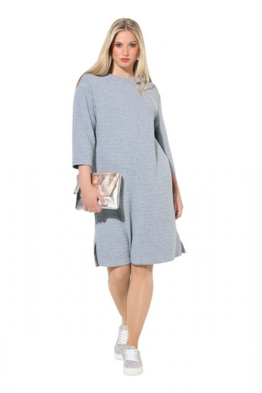Ulla Popken 843999 Vestido com manga 3/4 Cinzento mesclado - Vestidos - Vestidos para todos os tamanhos
