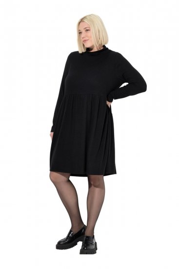 Ulla Popken 844233 Vestido de malha de manga comprida Preto - Vestidos de malha - 