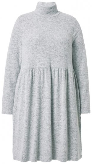 Ulla Popken 844233 Vestido de malha de manga comprida com gola alta Cinzento mesclado - Vestidos de malha - 