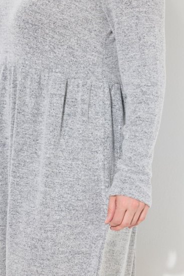 Ulla Popken 844233 Vestido de malha de manga comprida com gola alta Cinzento mesclado - Vestidos de malha - 