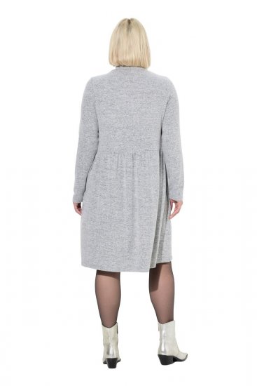 Ulla Popken 844233 Vestido de malha de manga comprida com gola alta Cinzento mesclado - Vestidos de malha - 