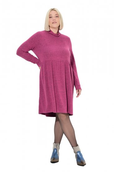 Ulla Popken 844233 Vestido de malha de manga comprida Vermelho baga - Vestidos de malha - 