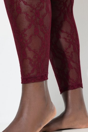 Ulla Popken 844543 Collants com renda Bordô - Collants & meias - 