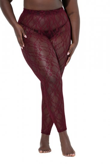 Ulla Popken 844543 Collants com renda Bordô - Collants & meias - 