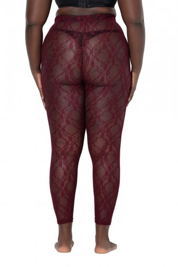 Ulla Popken 844543 Collants com renda Bordô - Collants & meias - 