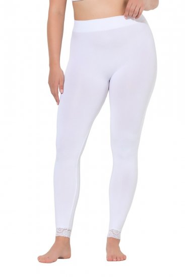 Ulla Popken 844563 Leggings de meia com renda Branco - Collants & meias - 