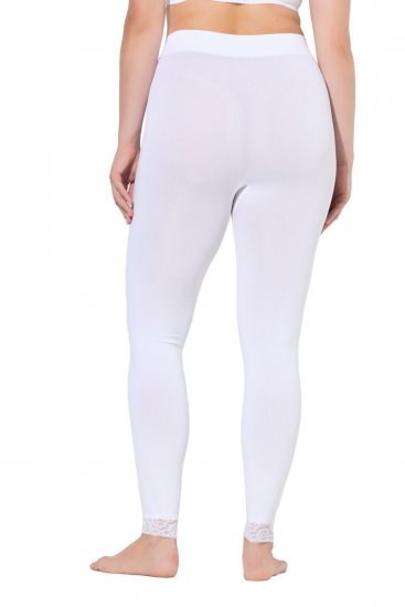 Ulla Popken 844563 Leggings de meia com renda Branco - Collants & meias - 