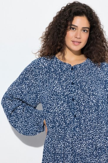 Ulla Popken 844594 Vestido midi floral Azul-marinho - Vestidos midi - Vestidos Midi Tamanhos Grandes