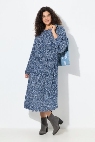 Ulla Popken 844594 Vestido midi floral Azul-marinho - Vestidos midi - Vestidos Midi Tamanhos Grandes