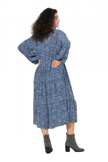 Ulla Popken 844594 Vestido midi floral Azul-marinho - Vestidos midi - Vestidos Midi Tamanhos Grandes