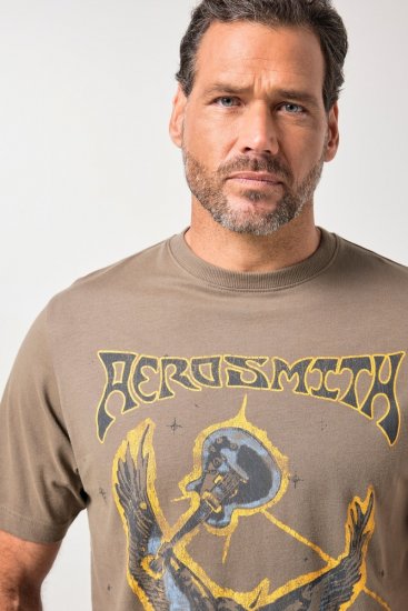 JP1880 844644 Aerosmith T-shirt Taupe escuro - T-shirts de bandas - Camisetas de Bandas em Tamanhos Grandes