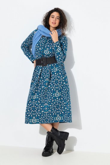 Ulla Popken 844722 Vestido de sweat estampado Petróleo - Vestidos de moletom - 