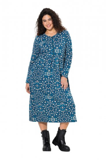 Ulla Popken 844722 Vestido de sweat estampado Petróleo - Vestidos de moletom - 