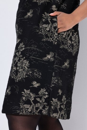 Ulla Popken 844739 Vestido com manga 3/4 Preto - Vestidos midi - Vestidos Midi Tamanhos Grandes
