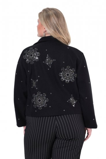 Ulla Popken 844839 Casaco curto com bordado de flocos de neve Azul-marinho - Jaquetas - Casacos plus size para mulher