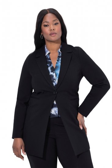 Ulla Popken 844842 Blazer em malha Preto - Blazers e Coletes - Blazers em Tamanhos Grandes