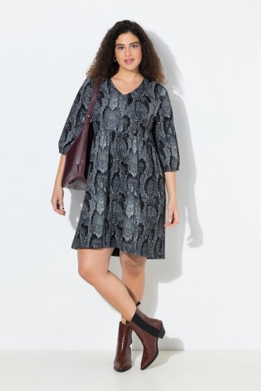 Ulla Popken 844945 Vestido de jersey estampado Preto - Vestidos em jersey - 