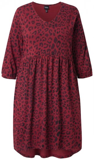 Ulla Popken 844945 Vestido de jersey evasê com decote em V Ameixa - Vestidos em jersey - 