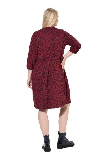 Ulla Popken 844945 Vestido de jersey evasê com decote em V Ameixa - Vestidos em jersey - 