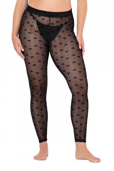 Ulla Popken 844970 Leggings de meia com padrão Preto - Collants & meias - 