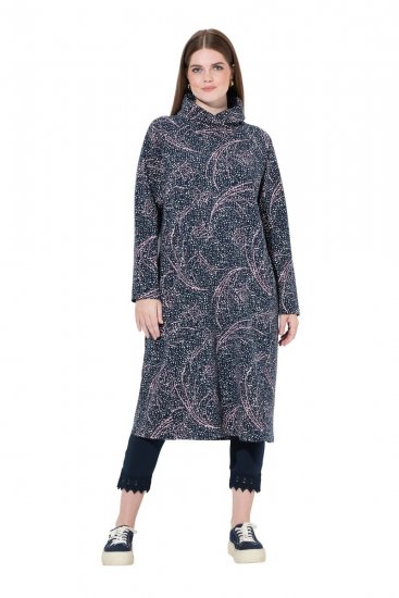 Ulla Popken 844993 Vestido de sweat estampado Azul-marinho - Vestidos de moletom - 