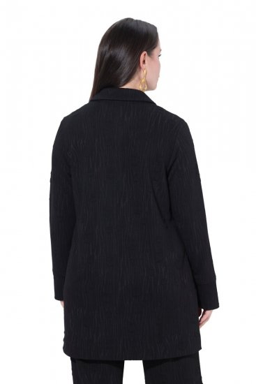 Ulla Popken 845026 Sobrecamisa com textura zebra Preto - Jaquetas - Casacos plus size para mulher