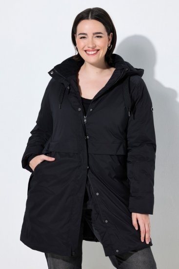 Ulla Popken 845111 Parka Preto - Casacos - Casacos de Mulher em Tamanhos Grandes